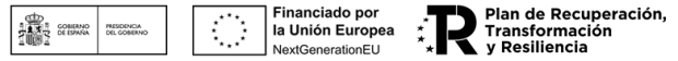 Logotipos oficiales del Gobierno de España, la Unión Europea y el Plan de Recuperación, Transformación y Resiliencia – NextGenerationEU.